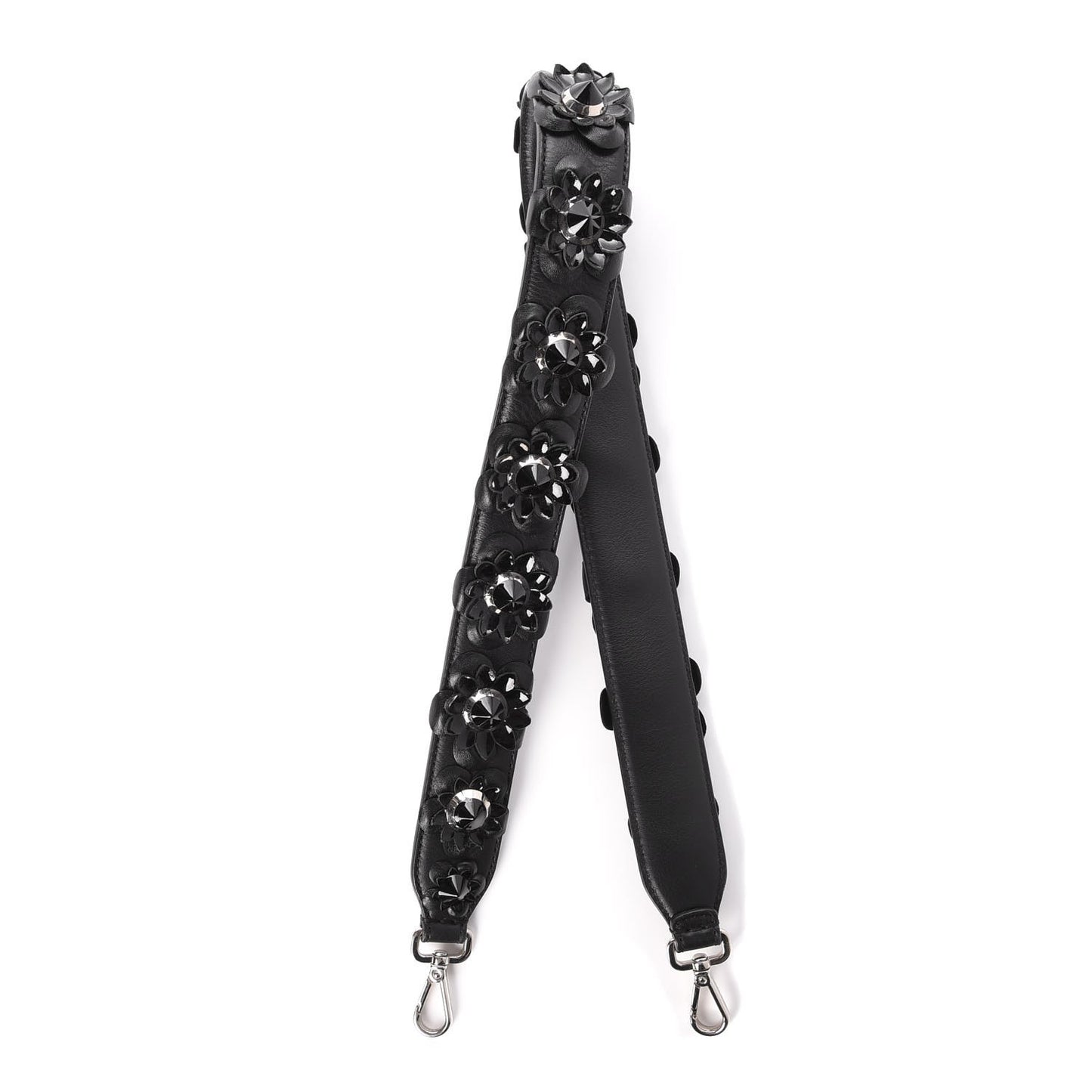 Vitello Dolce Nappa Patent Flowerland Studded Strap You Black
