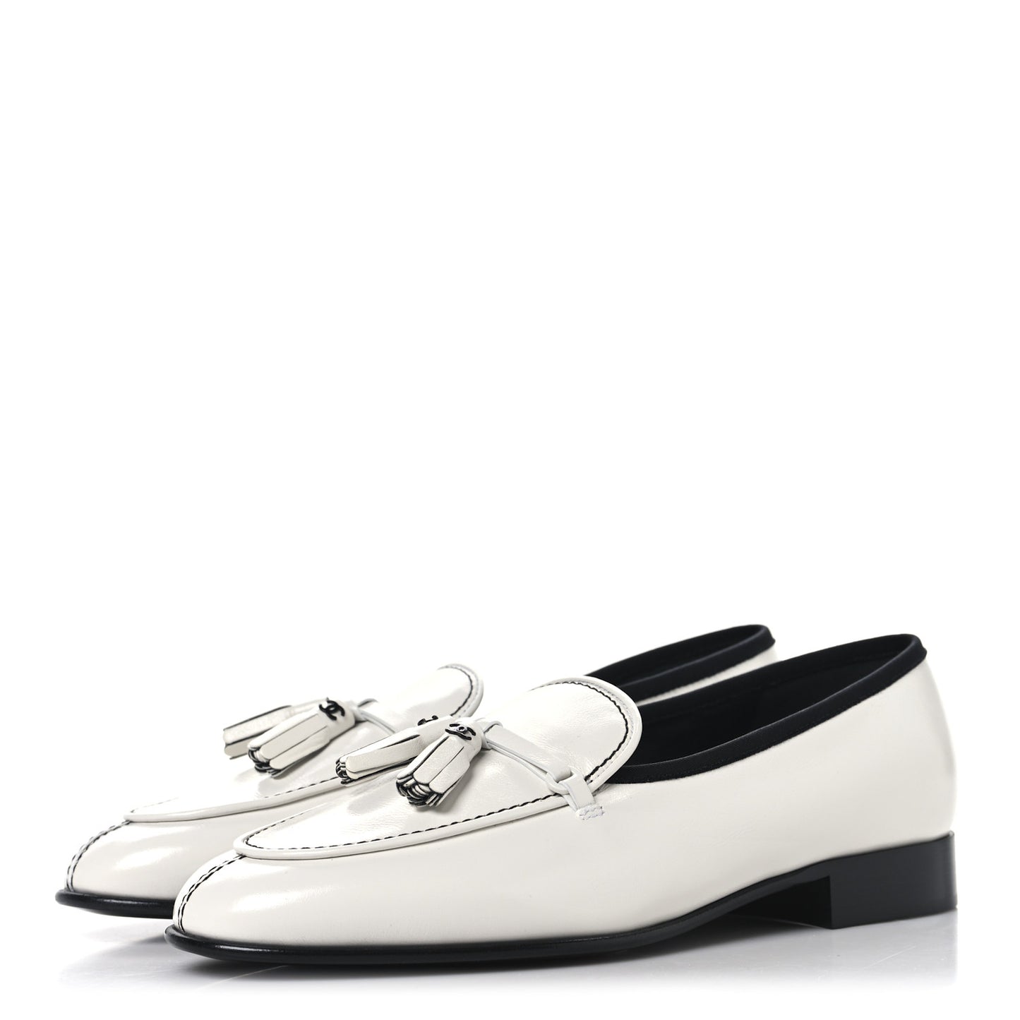 Calfskin Tassel Moccasin Loafers 38.5 White