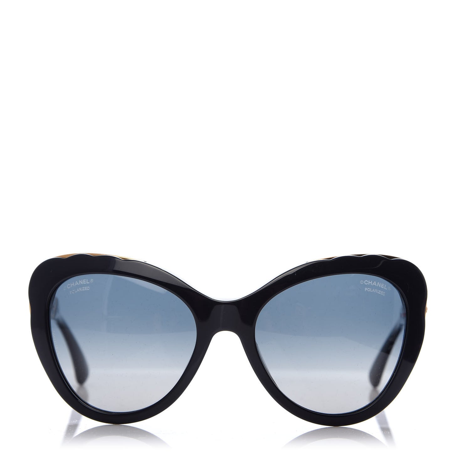 Acetate Bijou Cat Eye Polarized Sunglasses 5354 Black