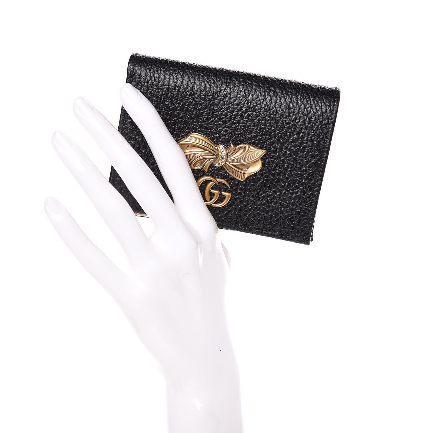 Calfskin GG Marmont Bow Card Case Black