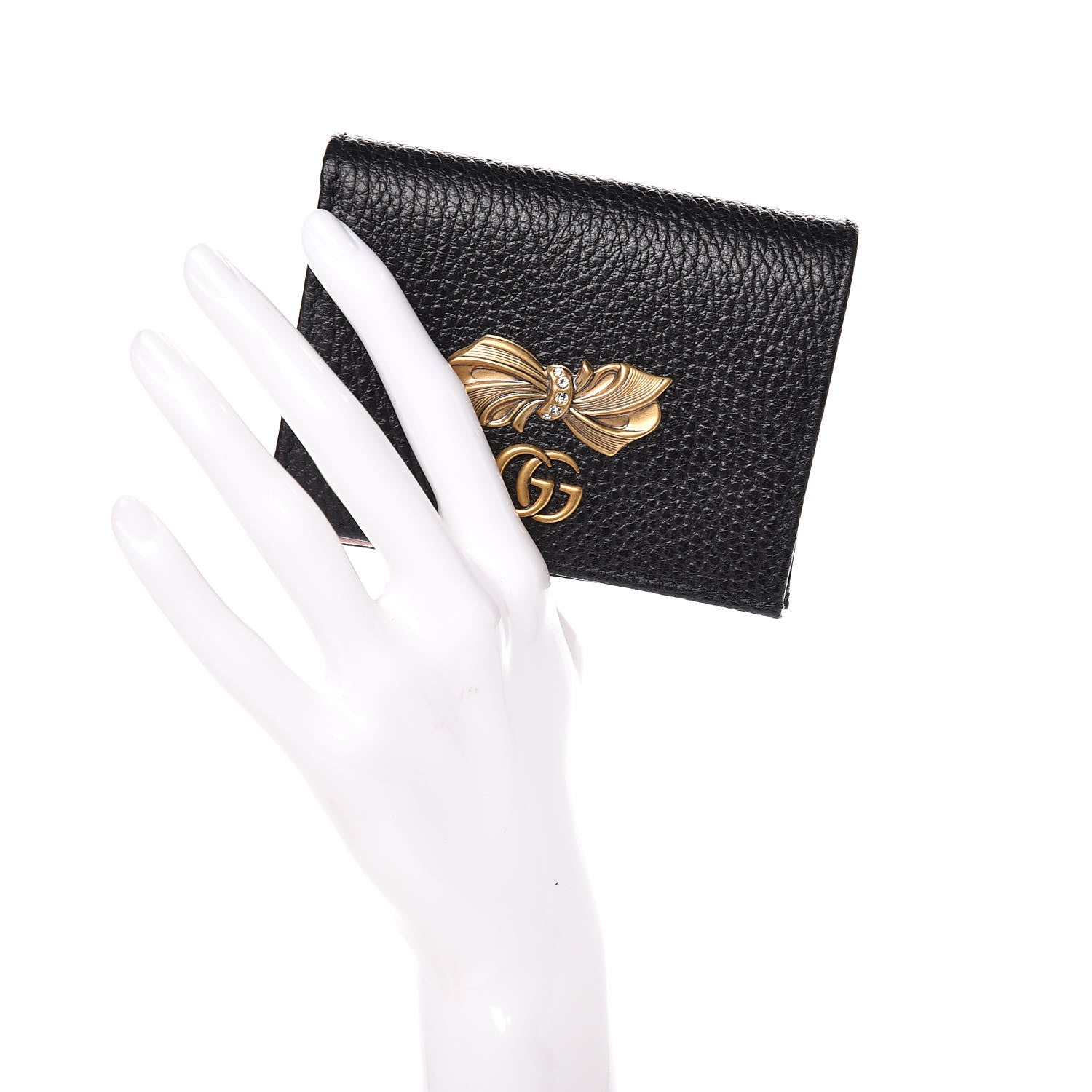 Gucci Calfskin GG Marmont Bow Card Case Black 2 of 9