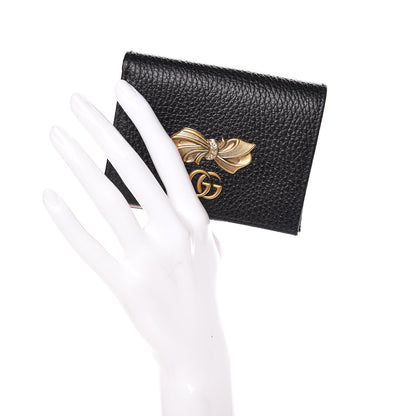 Gucci Calfskin GG Marmont Bow Card Case Black 2 of 9
