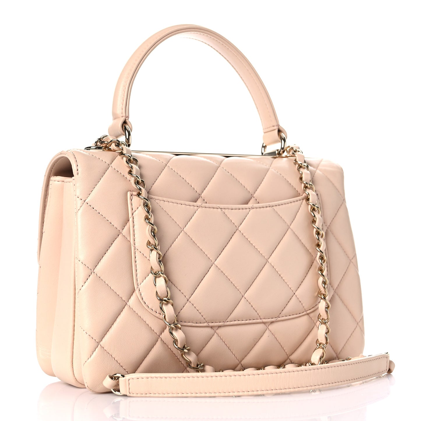 Lambskin Quilted Small Trendy CC Dual Handle Flap Bag Beige
