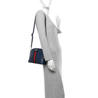 Gucci Textured Dollar Calfskin Web Small Ophidia Dome Shoulder Bag Blue Agata 2 of 11