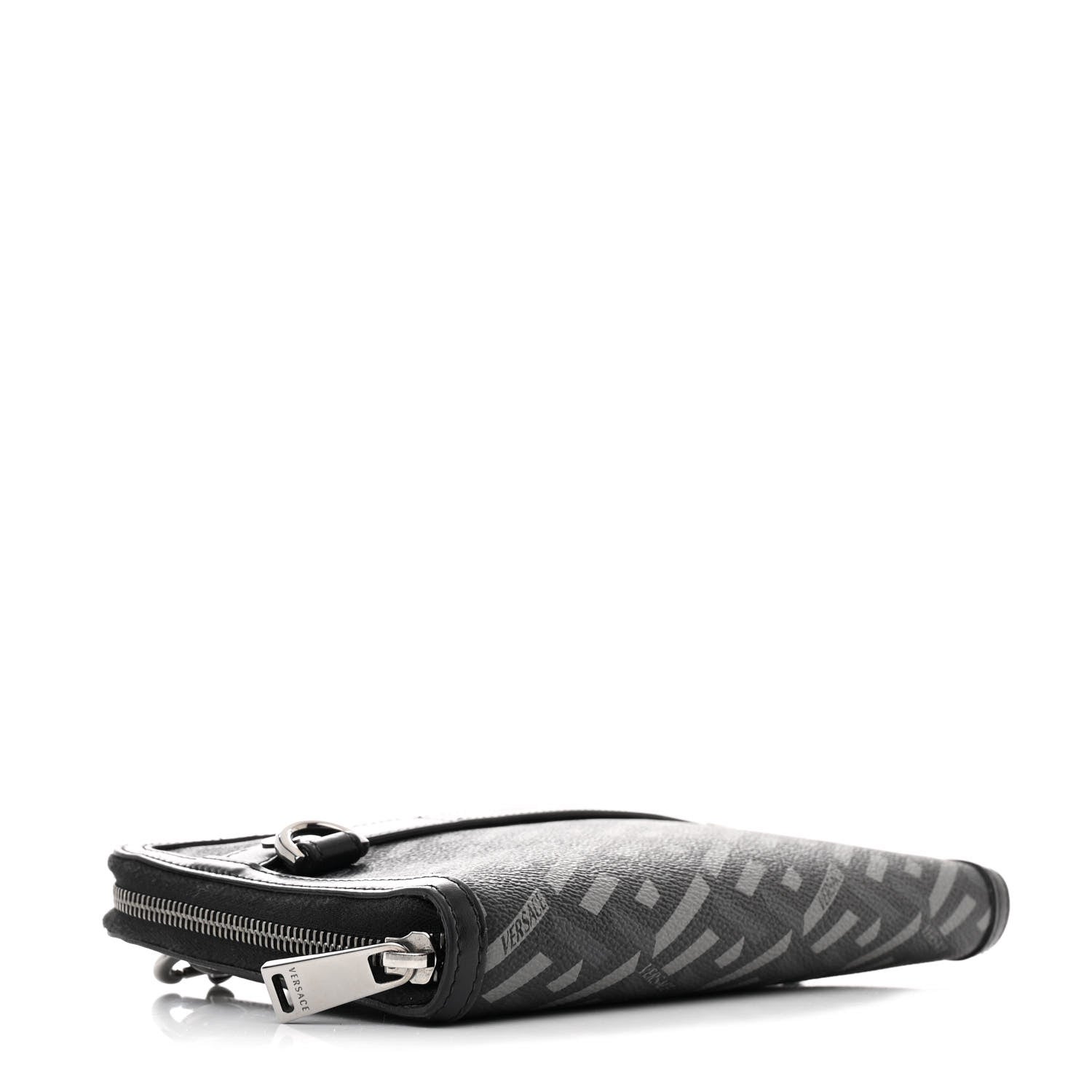 Versace Coated Canvas La Greca Signature  Black Gray 4 of 11