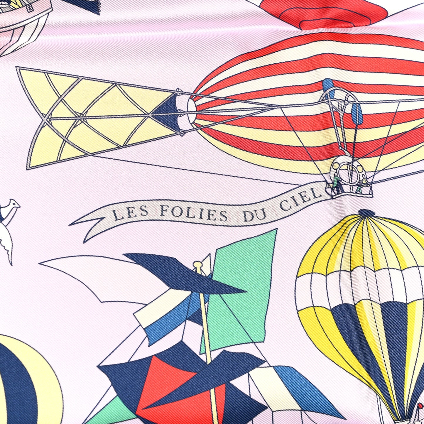 Silk Les Folies Du Ciel Scarf Rose Pale Vert Rouge