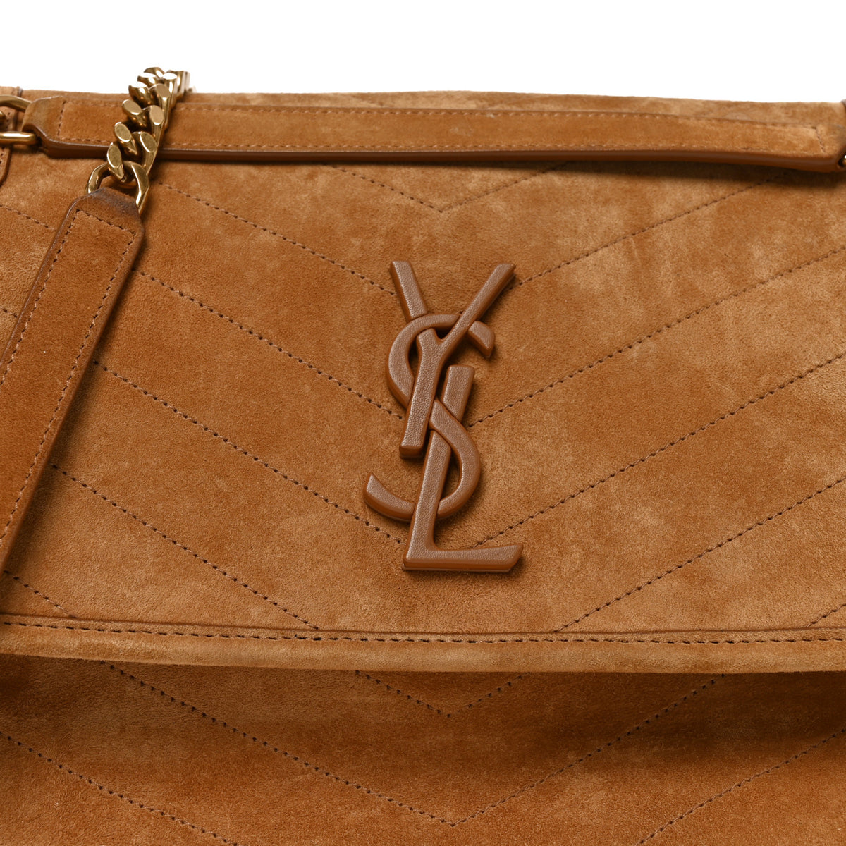 Saint Laurent Suede Monogram Medium Niki Chain Satchel Cinnamon 8 of 10