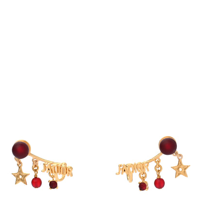 Christian Dior Pearl Crystal J'Adior Earrings Aged Gold Red 1 of 5