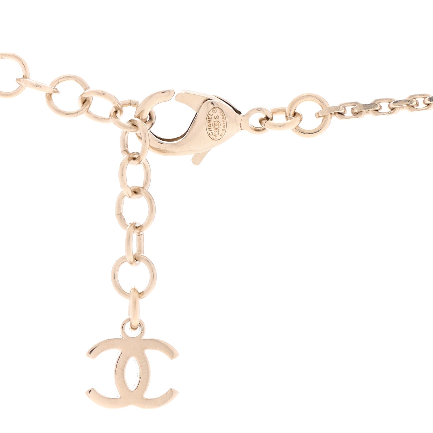 Chanel Metal Crystal Logo Necklace Gold 6 of 6