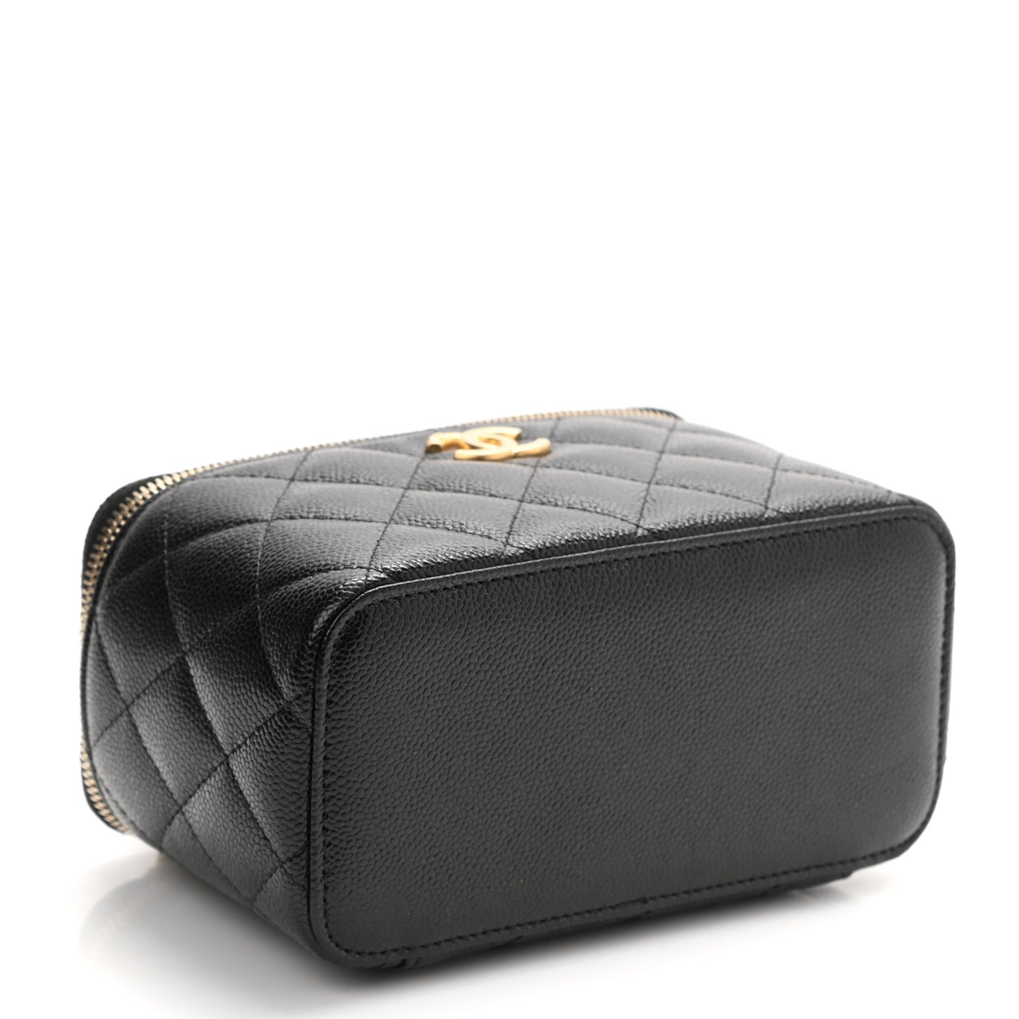 Shiny Caviar Quilted Pick Me Up Vanity Case Black