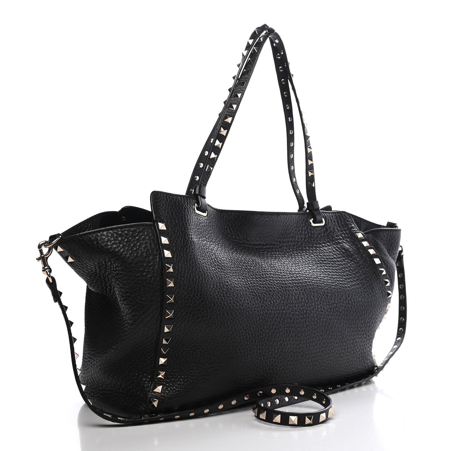 Valentino Garavani Pebbled Calfskin Medium Rockstud Tote Black 3 of 11