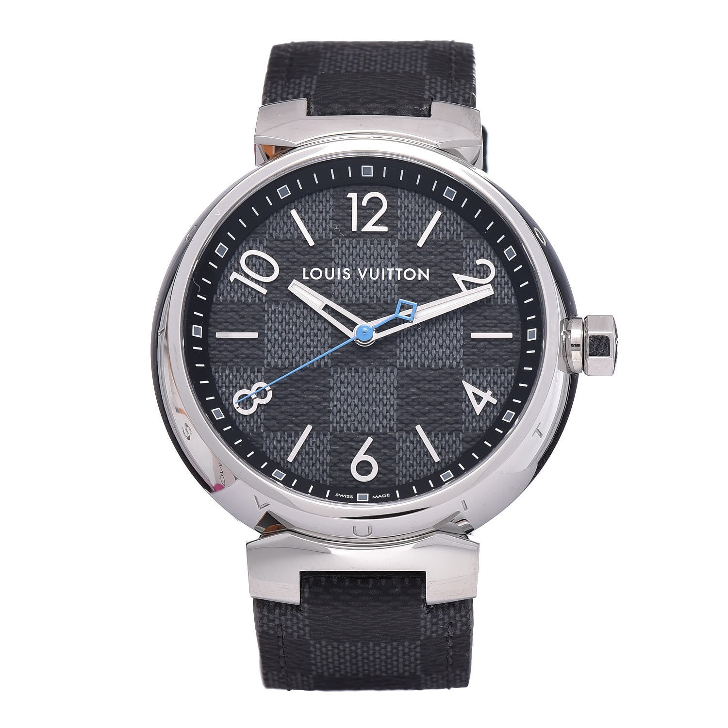 Louis Vuitton Stainless Steel Damier Graphite 41mm Tambour Quartz Watch 1 of 8