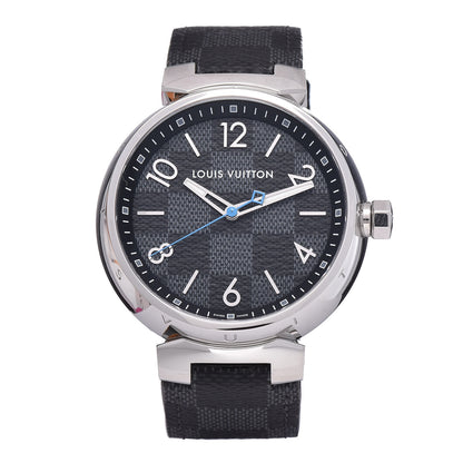 Louis Vuitton Stainless Steel Damier Graphite 41mm Tambour Quartz Watch 1 of 8