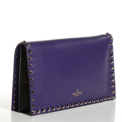 Valentino Garavani Nappa Rockstud Wristlet Clutch Purple Black 4 of 17