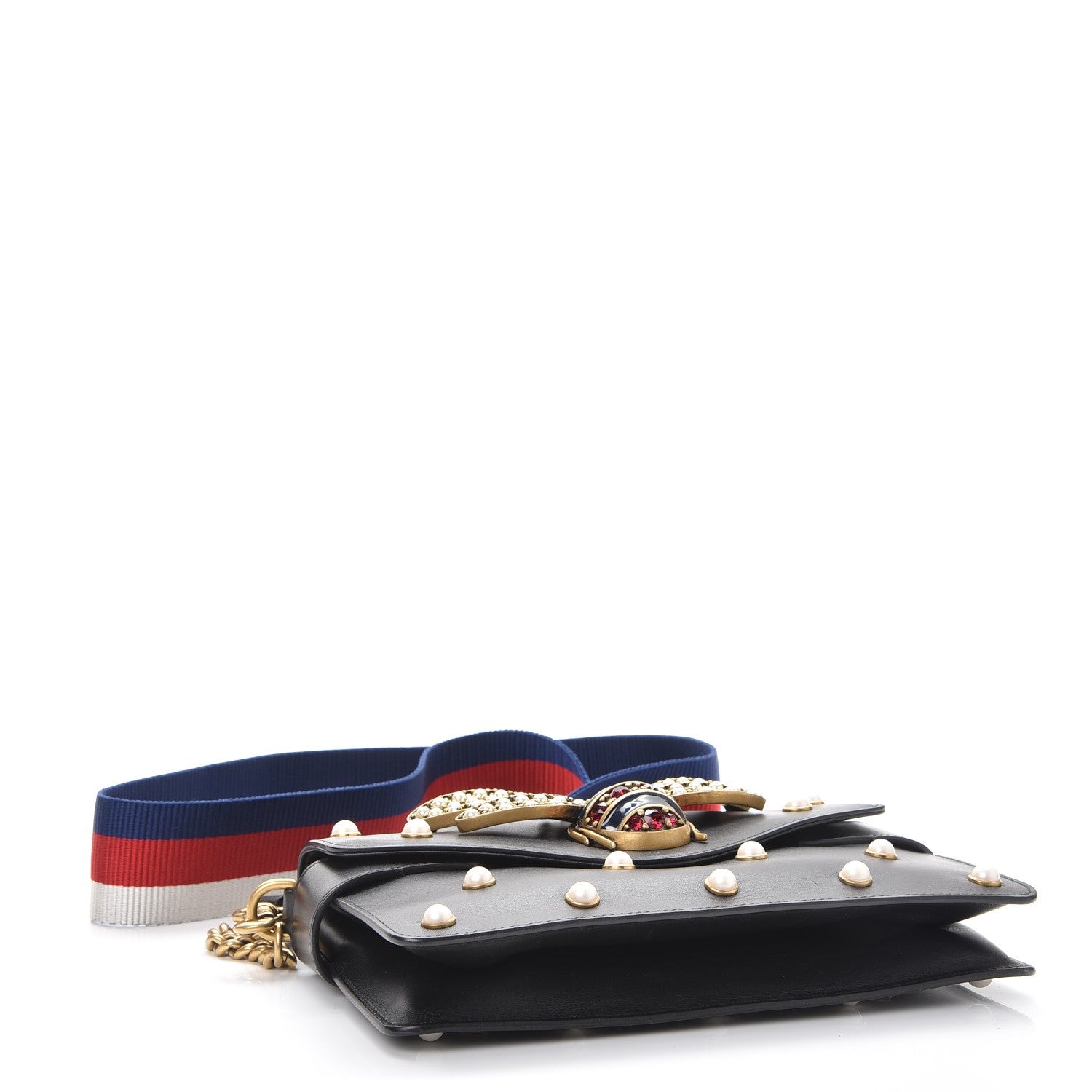 Gucci Nappa Pearl Studded Mini Queen Margaret Broadway Shoulder Bag Black 4 of 10