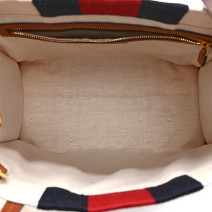 Gucci Canvas Calfskin Web Small Interlocking G Tote Bag Red Blue 5 of 11
