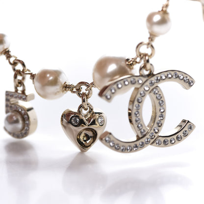 Chanel Crystal Pearl CC Charming Bracelet Gold 5 of 6