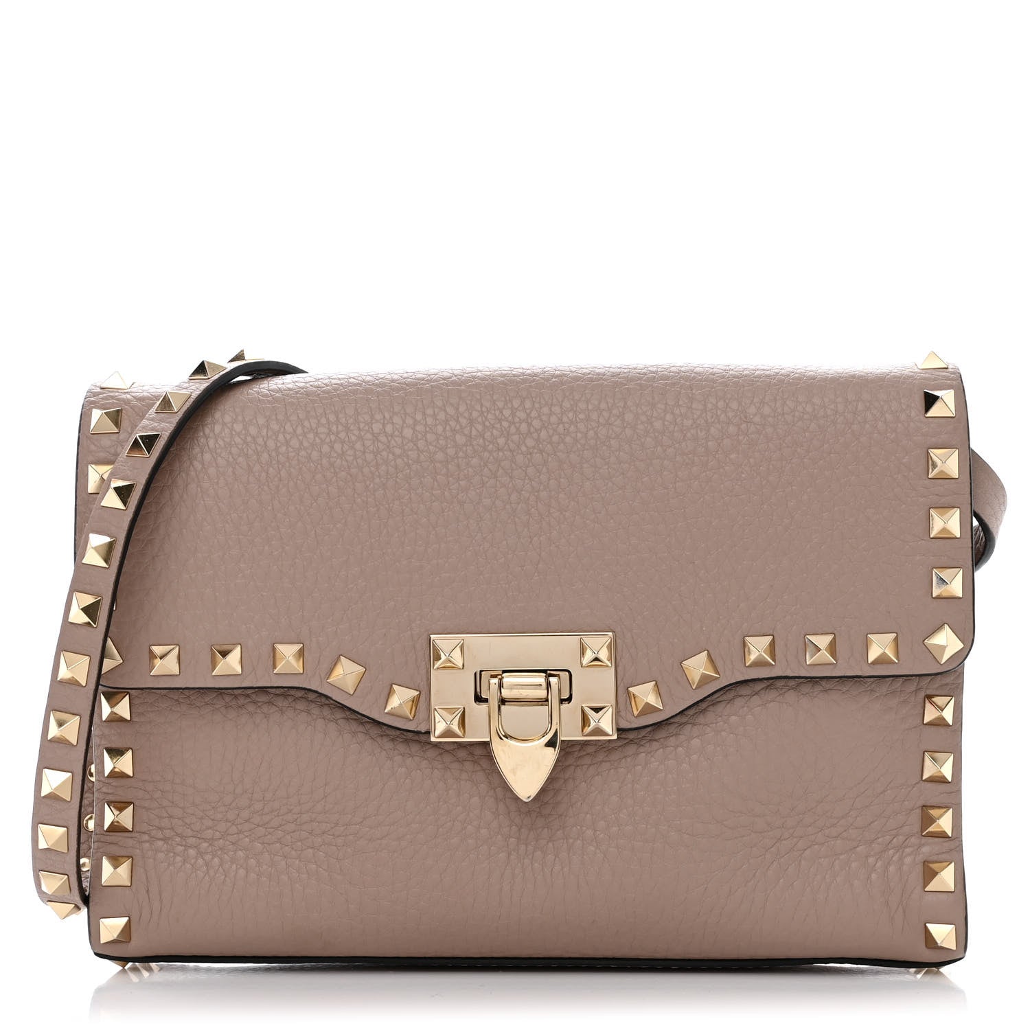 Valentino Garavani Pebbled Calfskin Medium Rockstud Flip Lock Crossbody Bag Poudre 1 of 10