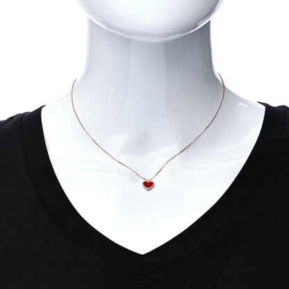 Van Cleef & Arpels 18K Rose Gold Carnelian Sweet Alhambra Heart Pendant Necklace 2 of 7