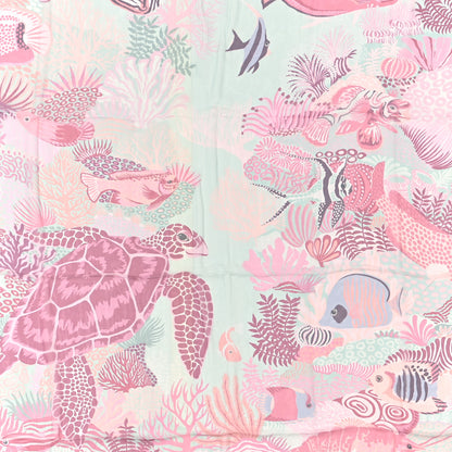 Hermes Silk Mousseline Under The Waves Shawl 140 Vert D Eau Vieux Rose Corail 2 of 3