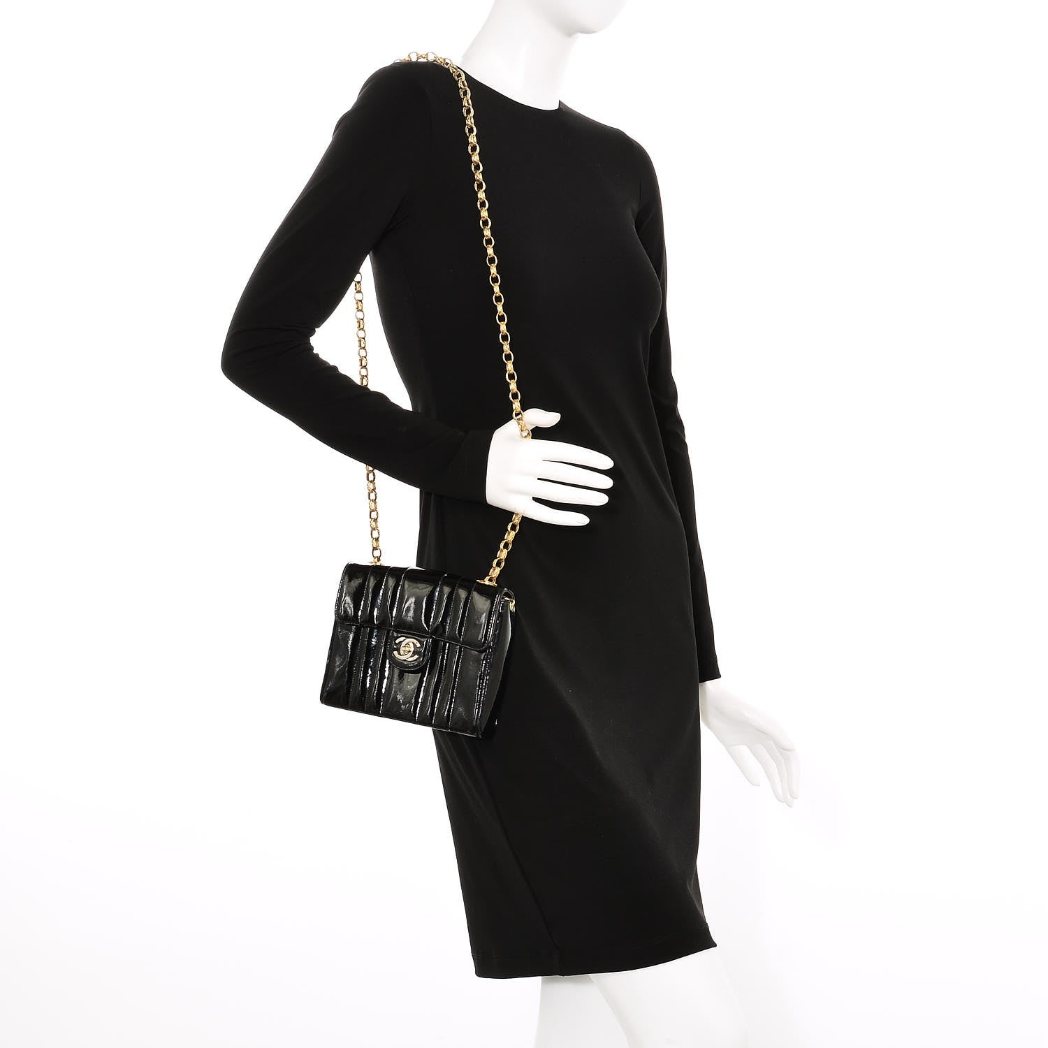 Chanel Patent Vertical Quilt Mini Flap Black 2 of 9