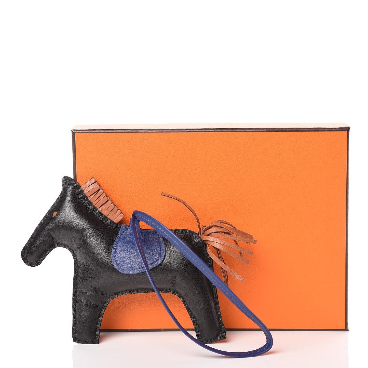 Milo Lambskin Grigri Rodeo Horse Bag Charm GM Black Bleu Saphir Gold
