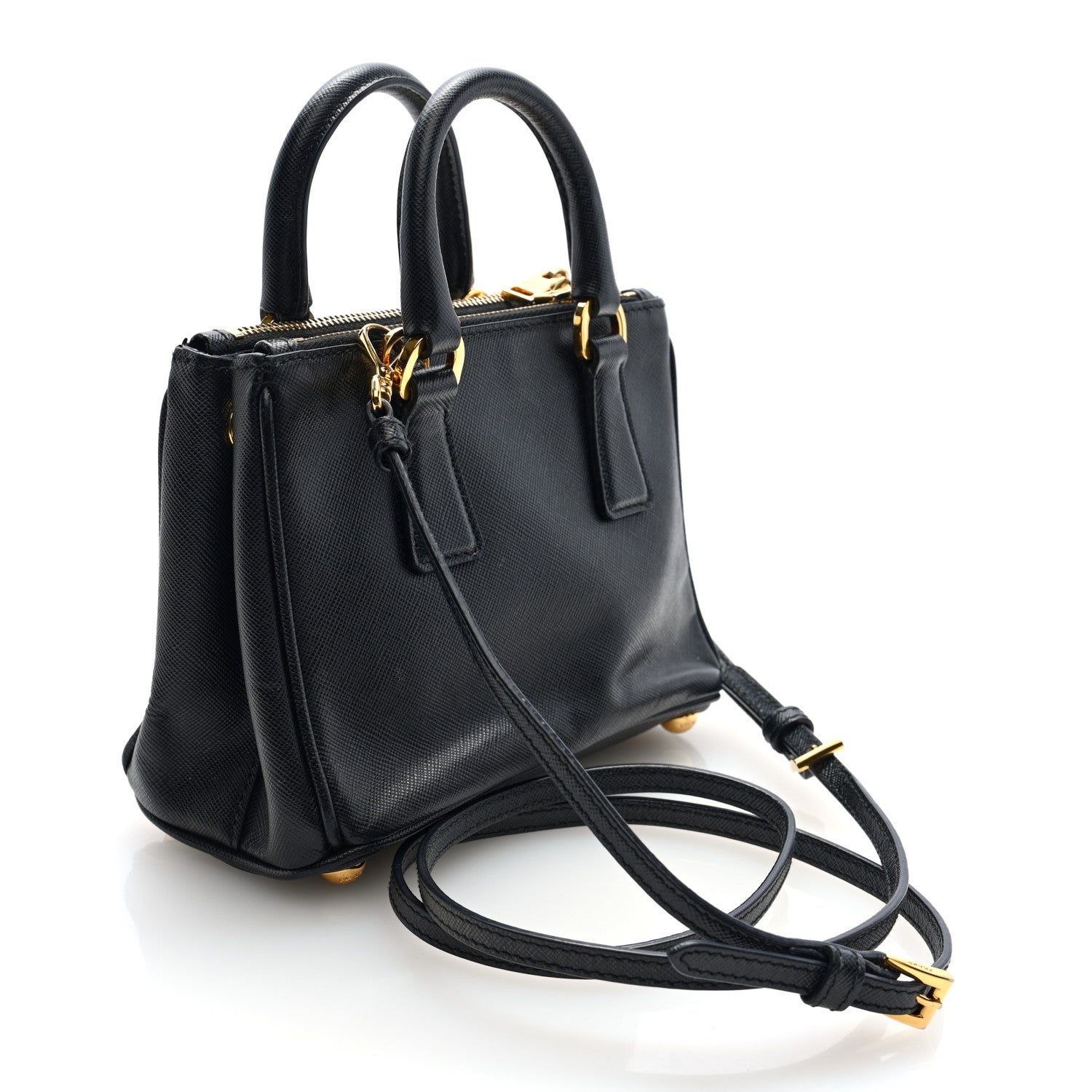 Prada Saffiano Micro Galleria Double Zip Tote Black 3 of 9