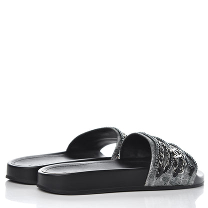 Chanel Fantasy Lambskin Pearl Chain CC Flat Mules 40 Silver Black 4 of 10