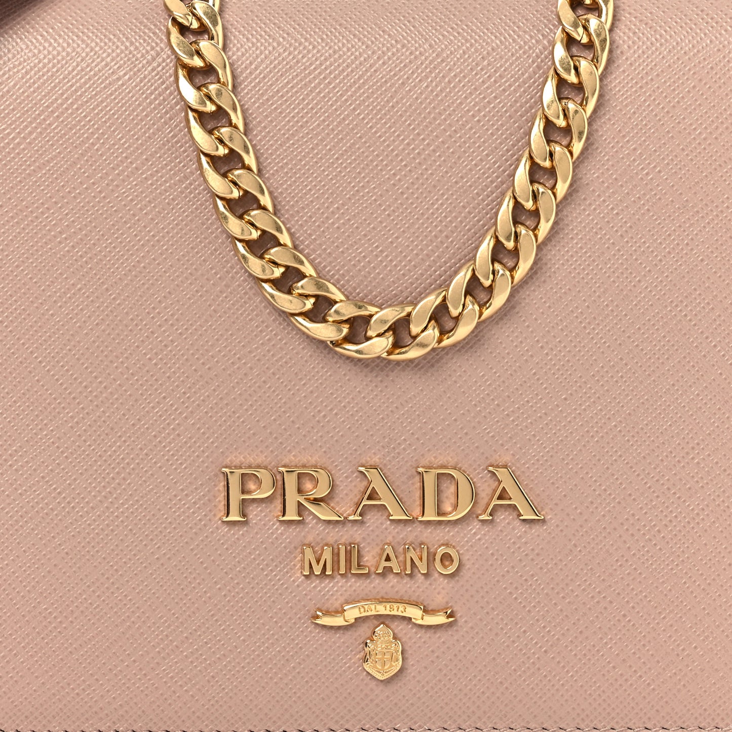 Saffiano Bandoliera Chain Crossbody Bag Cammeo
