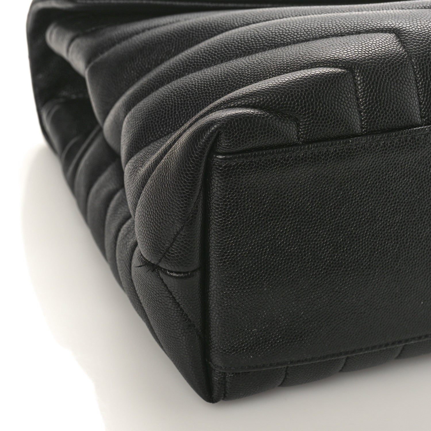 Saint Laurent Grain de Poudre Calfskin Y Quilted Monogram Medium Loulou Chain Satchel Black 8 of 9
