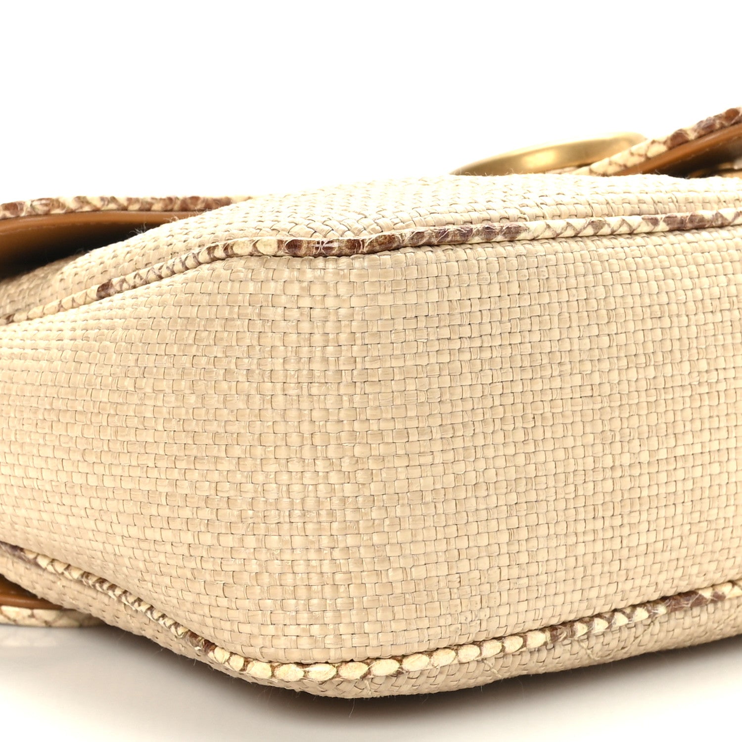 Gucci Raffia Elaphe Matelasse Small GG Marmont Shoulder Bag Natural Cream Brown 8 of 9