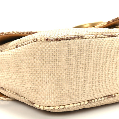 Gucci Raffia Elaphe Matelasse Small GG Marmont Shoulder Bag Natural Cream Brown 8 of 9