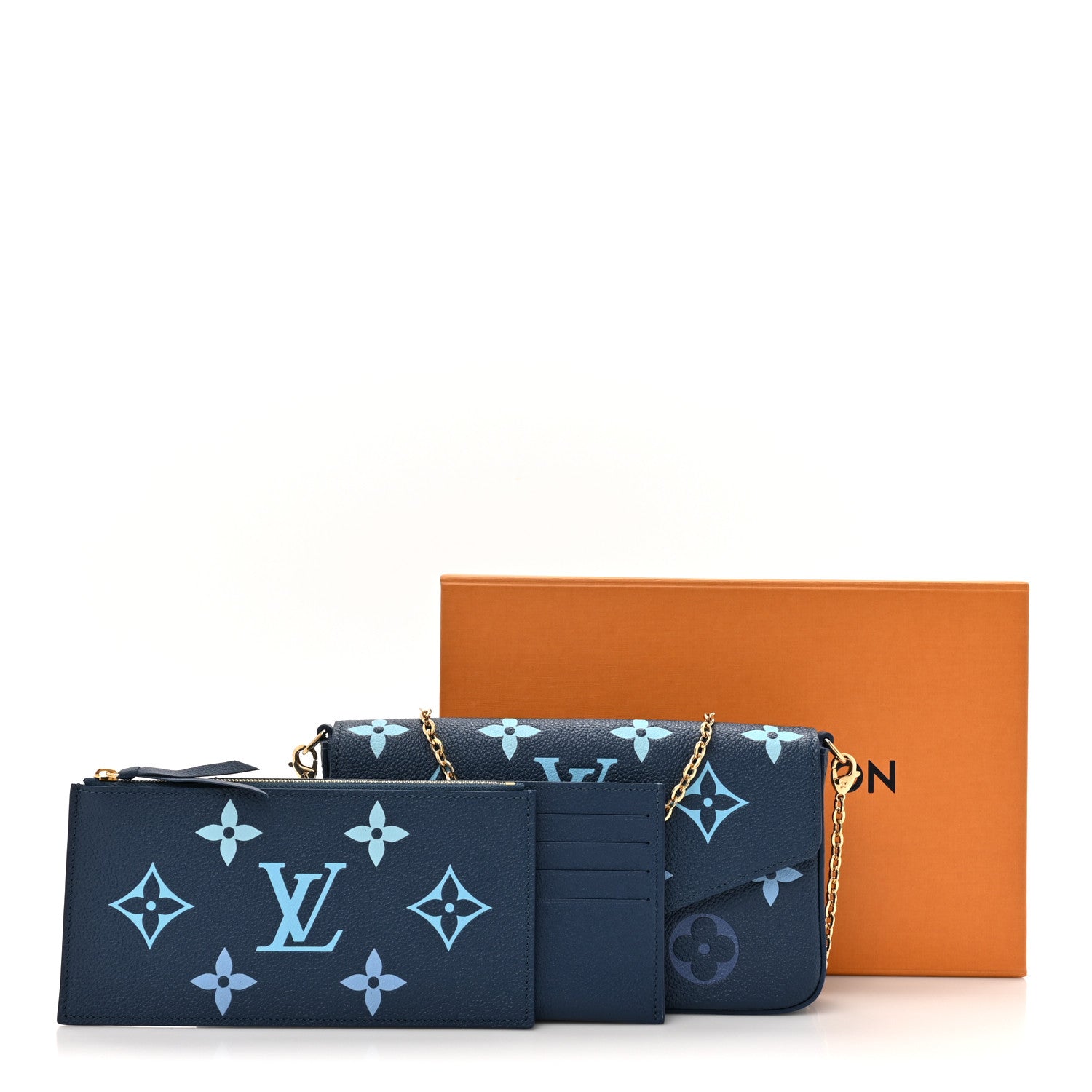 Louis Vuitton Empreinte Monogram Giant Felicie Pochette Chain Wallet Gradient Blue 13 of 13