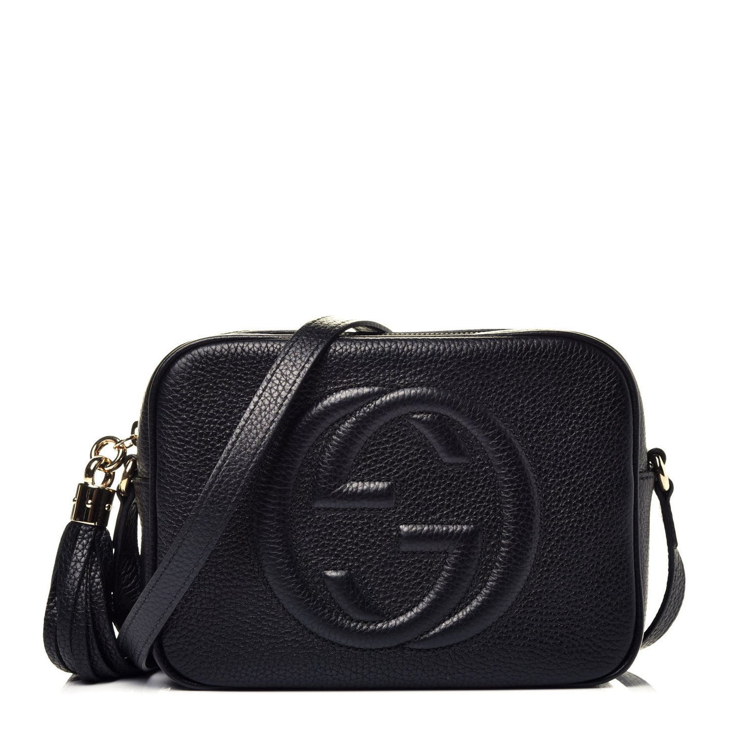 Pebbled Calfskin Small Soho Disco Bag Black