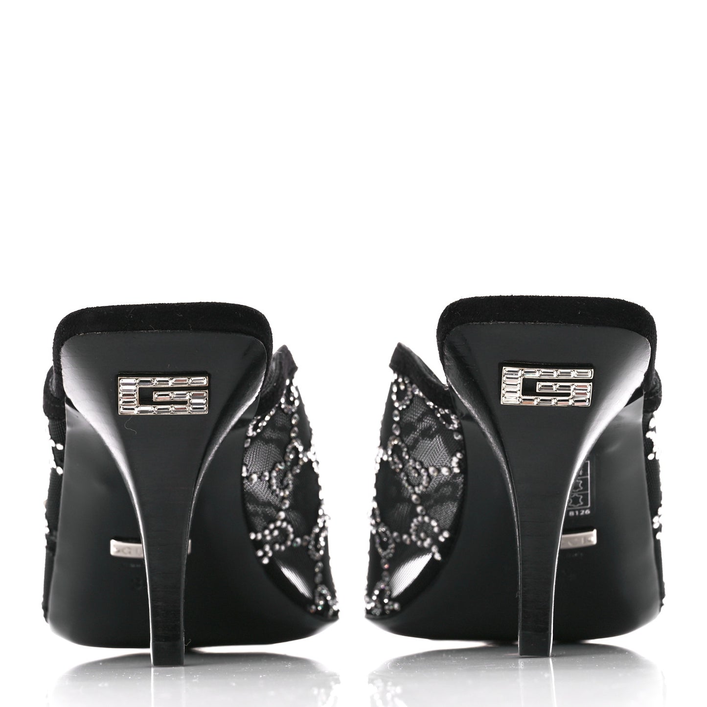 Tela Retino Kid Scamosciato Crystal GG Monogram Square G 95mm Slide Sandals 36.5 Black