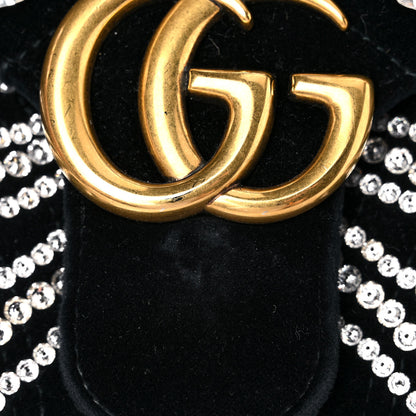 Gucci Velvet Matelasse Marquise Crystals Embroidered Small GG Marmont Shoulder Bag Black 15 of 17