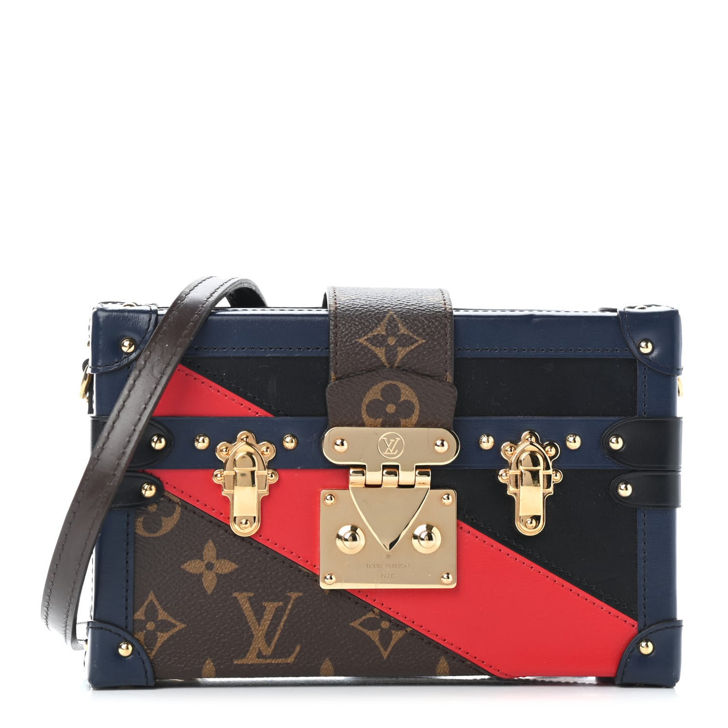 Monogram Malletage Print Petite Malle Marine Rouge