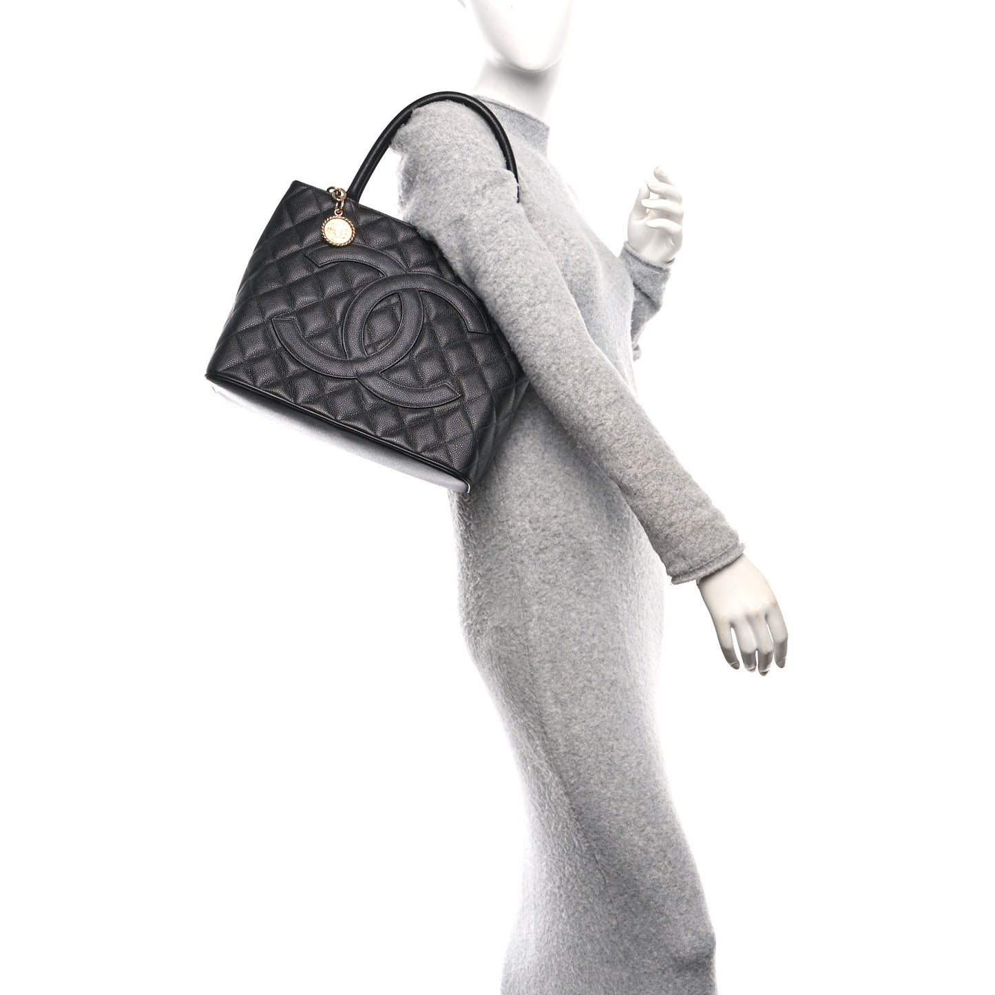 Caviar Quilted Medallion Tote Black