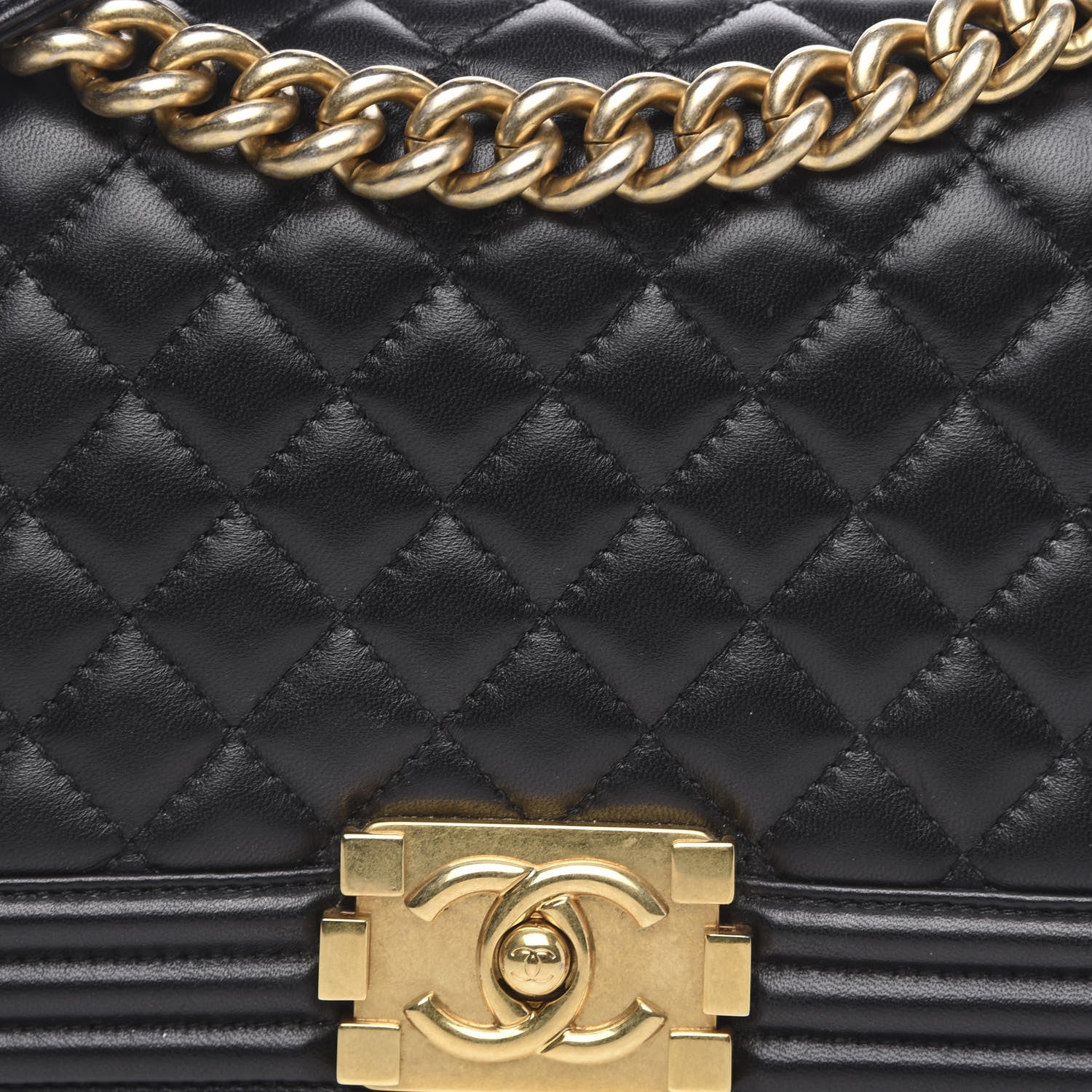Chanel Lambskin Quilted Medium Boy Flap Black 13 of 15