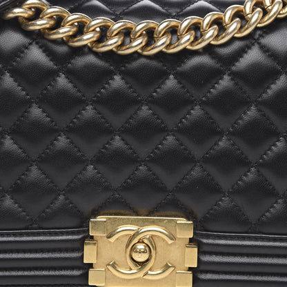 Chanel Lambskin Quilted Medium Boy Flap Black 13 of 15