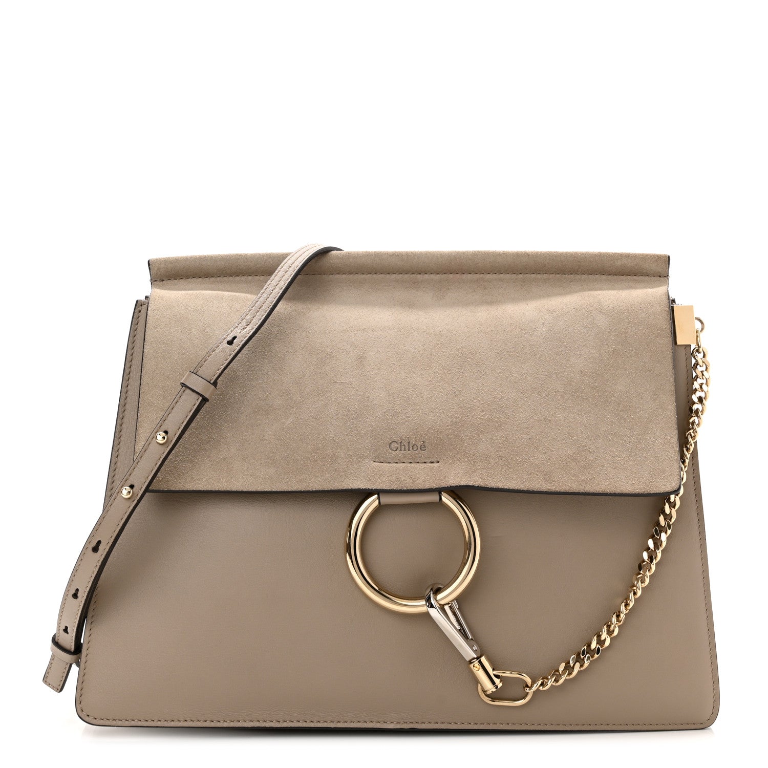 Chloe Calfskin Suede Medium Faye Shoulder Bag Motty Grey 1 of 10