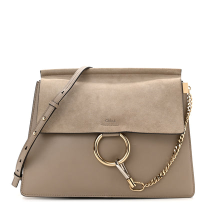 Chloe Calfskin Suede Medium Faye Shoulder Bag Motty Grey 1 of 10