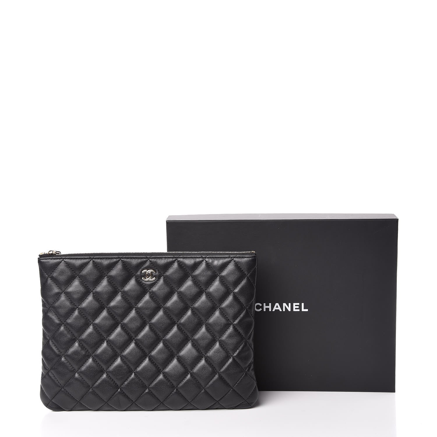 Chanel Lambskin Quilted Medium Cosmetic Case Black 10 of 10