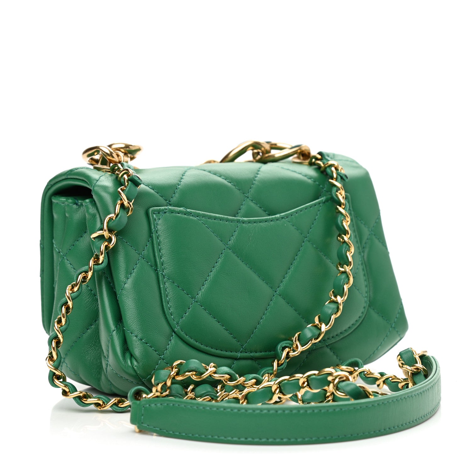 Chanel Lambskin Quilted Mini Color Match Flap Green 3 of 10
