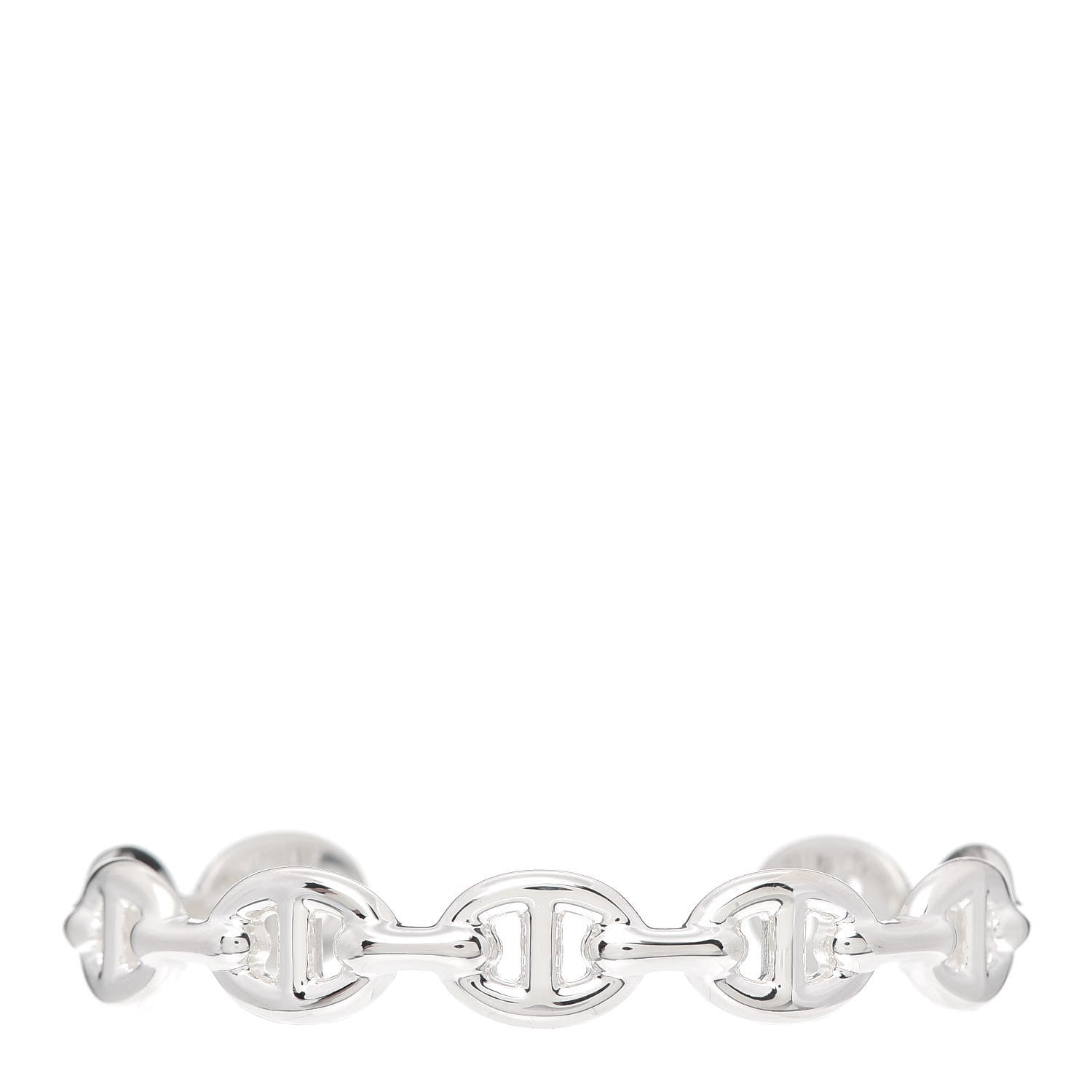 Hermes Sterling Silver MM Chaine d'Ancre Enchainee Cuff Bracelet SH 1 of 5