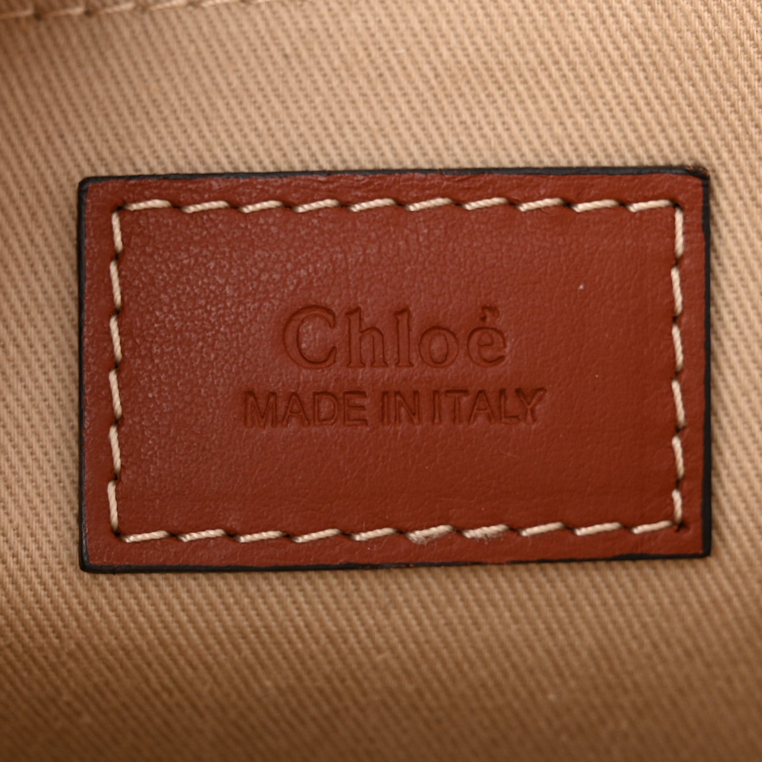 Chloe Cotton Calfskin Small Woody Ribbon Tote White Brown 6 of 12