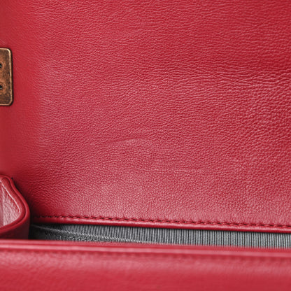 Chanel Calfskin Stitched Medium Boy Flap Red 14 of 16