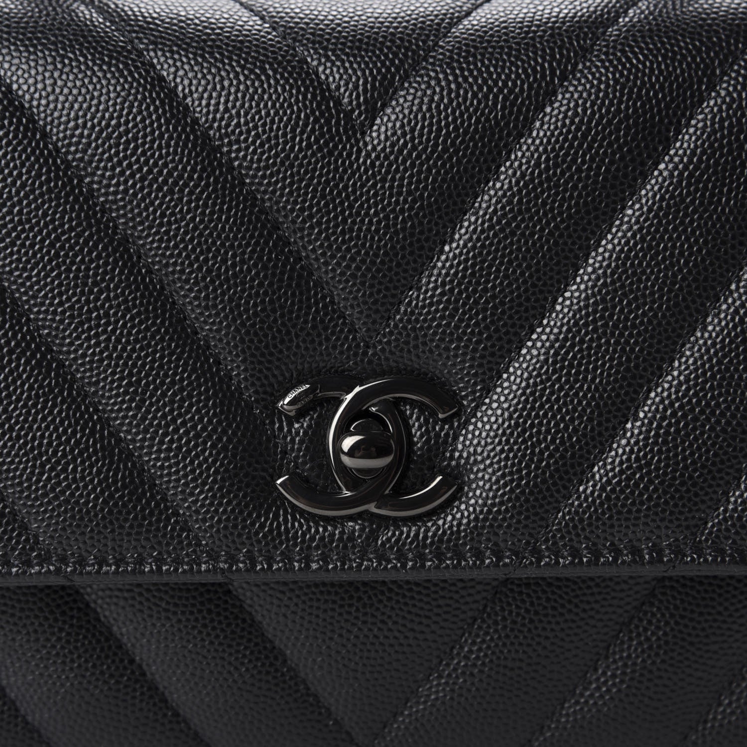 Chanel Caviar Chevron Quilted Mini Coco Handle Flap So Black 10 of 11
