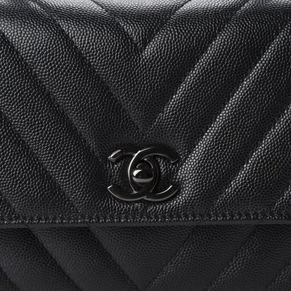 Chanel Caviar Chevron Quilted Mini Coco Handle Flap So Black 10 of 11