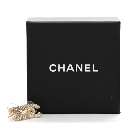 Chanel Pearl Crystal CC Earrings Light Gold 5 of 5